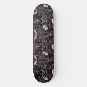 Gothic Skull Moths and Moon Skateboard
