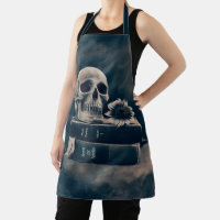 Gothic Skull Old Vintage Books Cyanotype Macabre