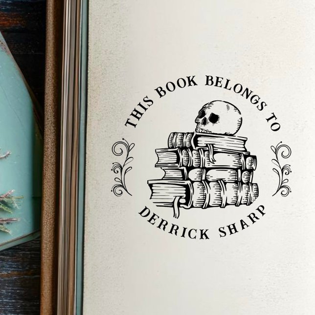 Gothic Skull on Books "From the Library Of"  Self-inking Stamp (Creator Uploaded)