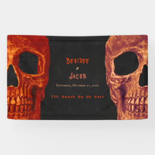 Gothic Skull Orange Black Halloween Banner
