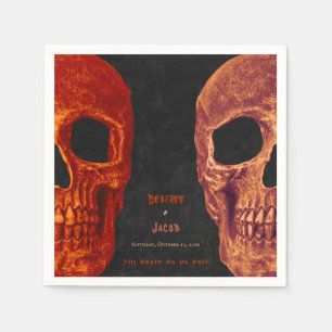 Gothic Skull Orange Black Halloween Napkin