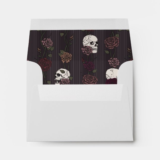 Gothic Skull Pearl Grey Pre-Printed Address RSVP Envelope (Back (Bottom))