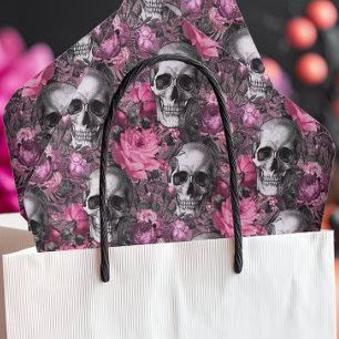 Gothic Skull & Pink Roses Halloween  Tissue Paper