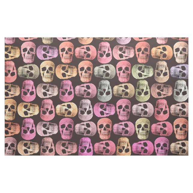 Gothic Skull Pop Art Pink Green Pattern Design Fabric (Fat Quarter)