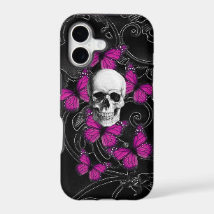 Gothic skull & purple butterflies