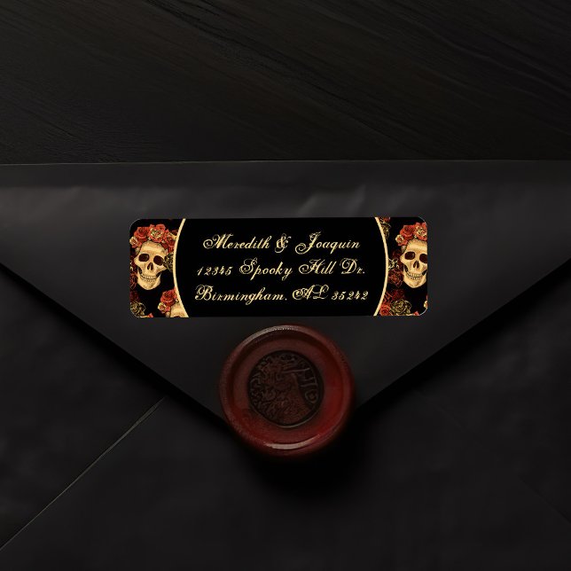 Gothic Skull Red Black Halloween Return Address Label (Creator Uploaded)