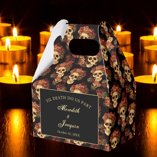 Gothic Skull Red Rose Black Halloween Wedding Favour Box (Creator Uploaded)