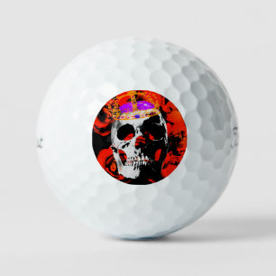 Gothic Skull Red Roses Golf Balls