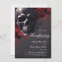 Gothic Skull & Red Roses Halloween Handfasting