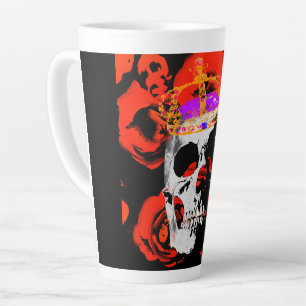 Gothic Skull Red Roses Latte Mug