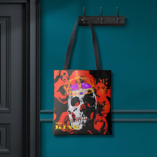 Gothic Skull Red Roses Tote Bag