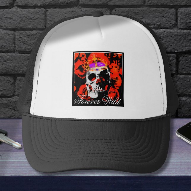 Gothic Skull Red Roses Trucker Hat (Creator Uploaded)