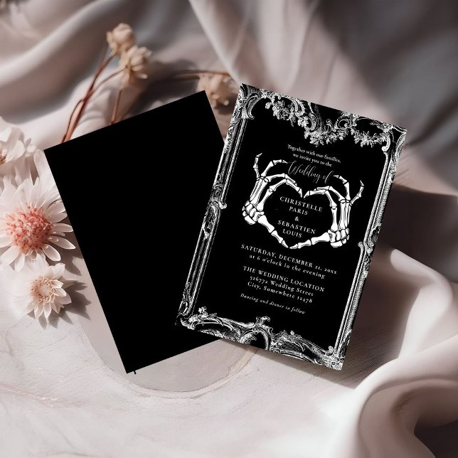 Gothic  Skull Retro Halloween  Wedding   Invitation (Creator Uploaded)