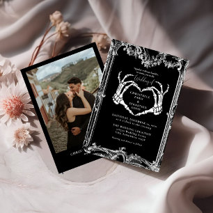Gothic  Skull Retro Halloween  Wedding   Invitation
