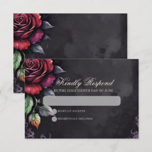 Gothic Skull & Rose Elegant Dark Wedding RSVP Card