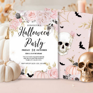 Gothic Skull & Rose Halloween Party Invitation
