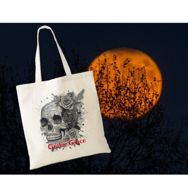 Gothic Skull Rose Tote Bag (Creator Uploaded)