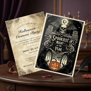 Gothic Skull & Roses Art Invitation