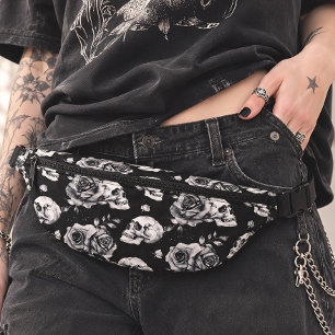 Gothic Skull & Roses Floral Bum Bags