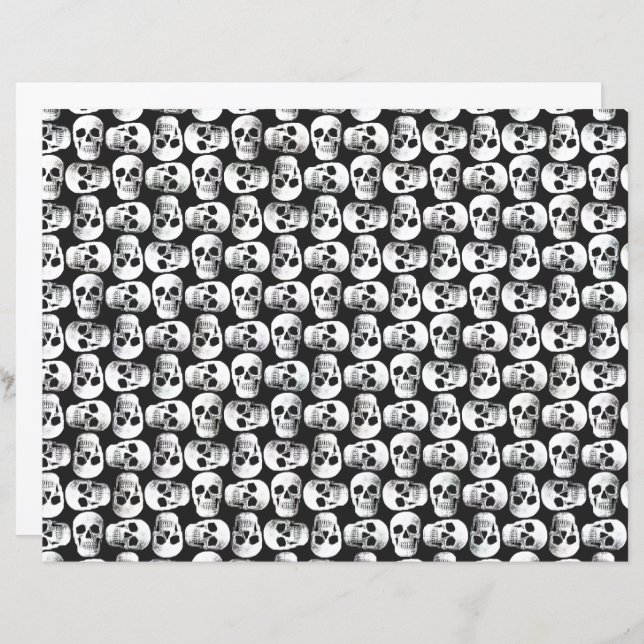 Gothic Skull Scary Black And White Pattern Design (Front/Back)