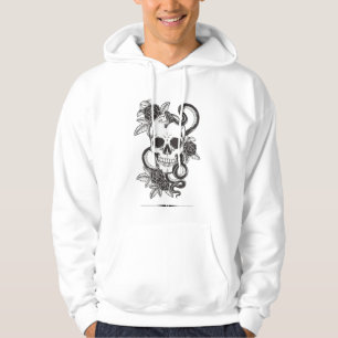 Gothic Skull & Snake with Flowers Hoodie Vintage