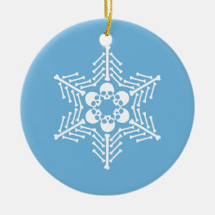 Gothic Skull Snowflakes Ceramic Ornament