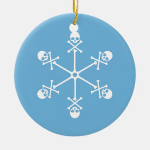 Gothic Skull Snowflakes Ceramic Ornament