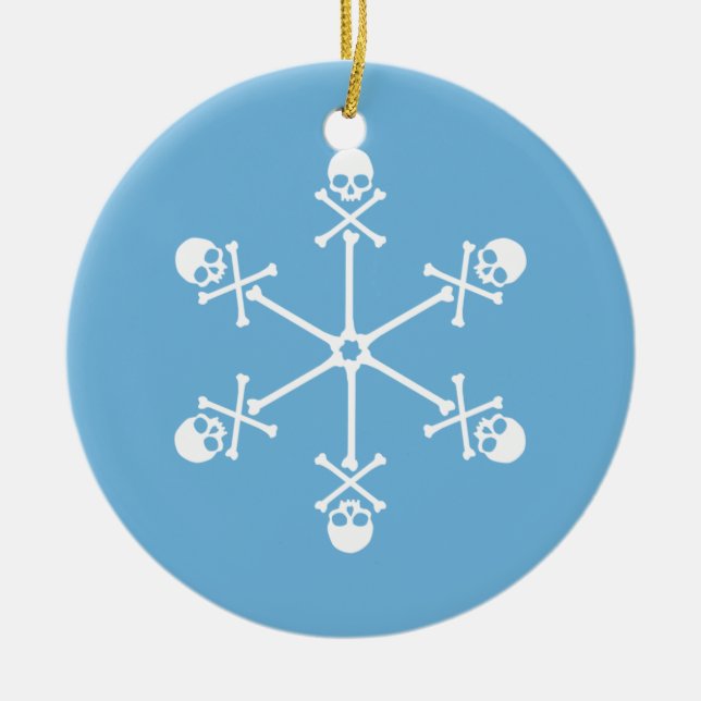 Gothic Skull Snowflakes Ceramic Ornament (Front)