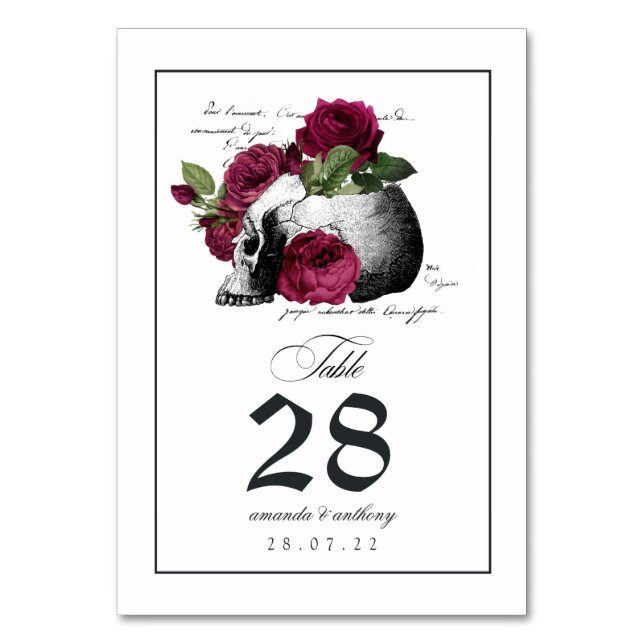 Gothic Skull Table Number (Front)