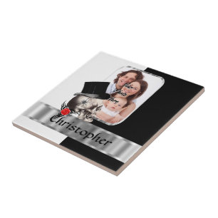 Gothic skull tattoo ceramic tile