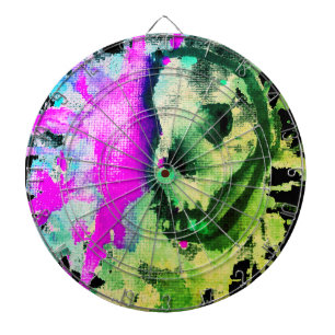 Gothic Skull Watercolor Halloween Neon Art Dartboard