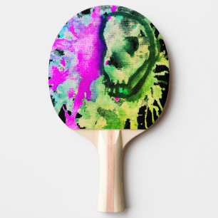 Gothic Skull Watercolor Halloween Neon Art Ping Pong Paddle