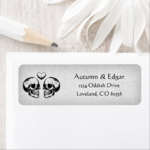 Gothic Skull White Victorian Etching Address Return Address Label