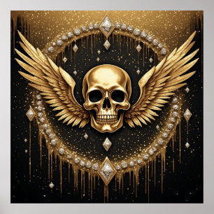 💎 Gothic Skull Wings Logo For Alternative Gifts ☠ Poster