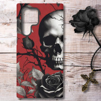Gothic Skull with Black Rose