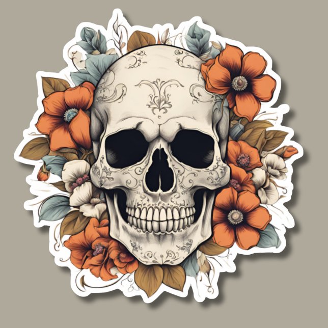 Gothic Skull with Flowers Waterproof  (Creator Uploaded)