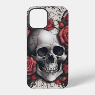 Gothic Skull with Red Roses iPhone 12 Case