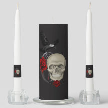 Gothic Skull With Rose and Raven
