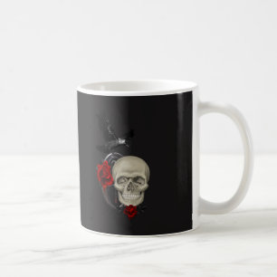 Gothic Skull With Rose and Raven Coffee Mug