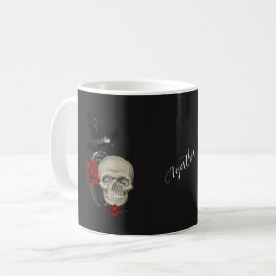 Gothic Skull With Rose And Raven Personalised Coffee Mug