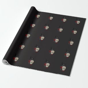 Gothic Skull With Rose and Raven Wrapping Paper