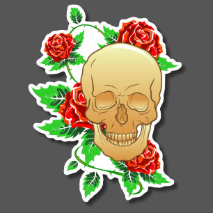 Gothic Skull with Roses and Vines Waterproof 