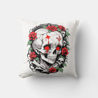 Gothic Skull with Roses  Cushion