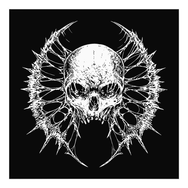 Gothic Skull with Webbed Wings Photo Print (Front)