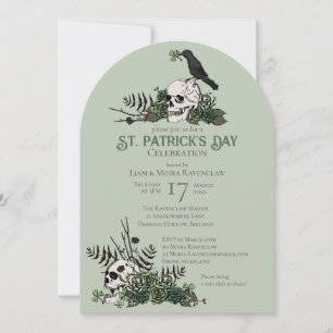 Gothic Skulls and Clovers St Patrick's Celebration Invitation