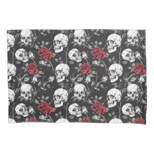 Gothic Skulls and Roses Bedding  Pillowcase