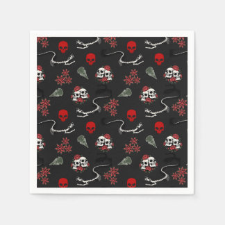 Gothic Skulls and Roses Halloween Pattern Napkin