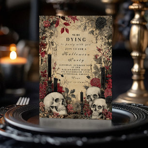 Gothic Skulls & Candlelight Halloween Night Invitation