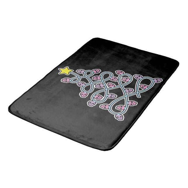 Gothic Skulls Christmas Tree Bath Mat (Angled)