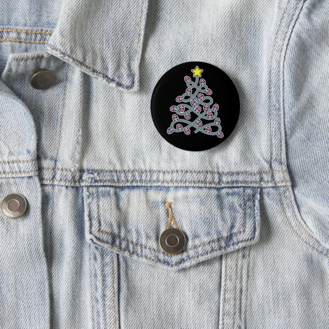 Gothic Skulls Christmas Tree Button (In Situ)